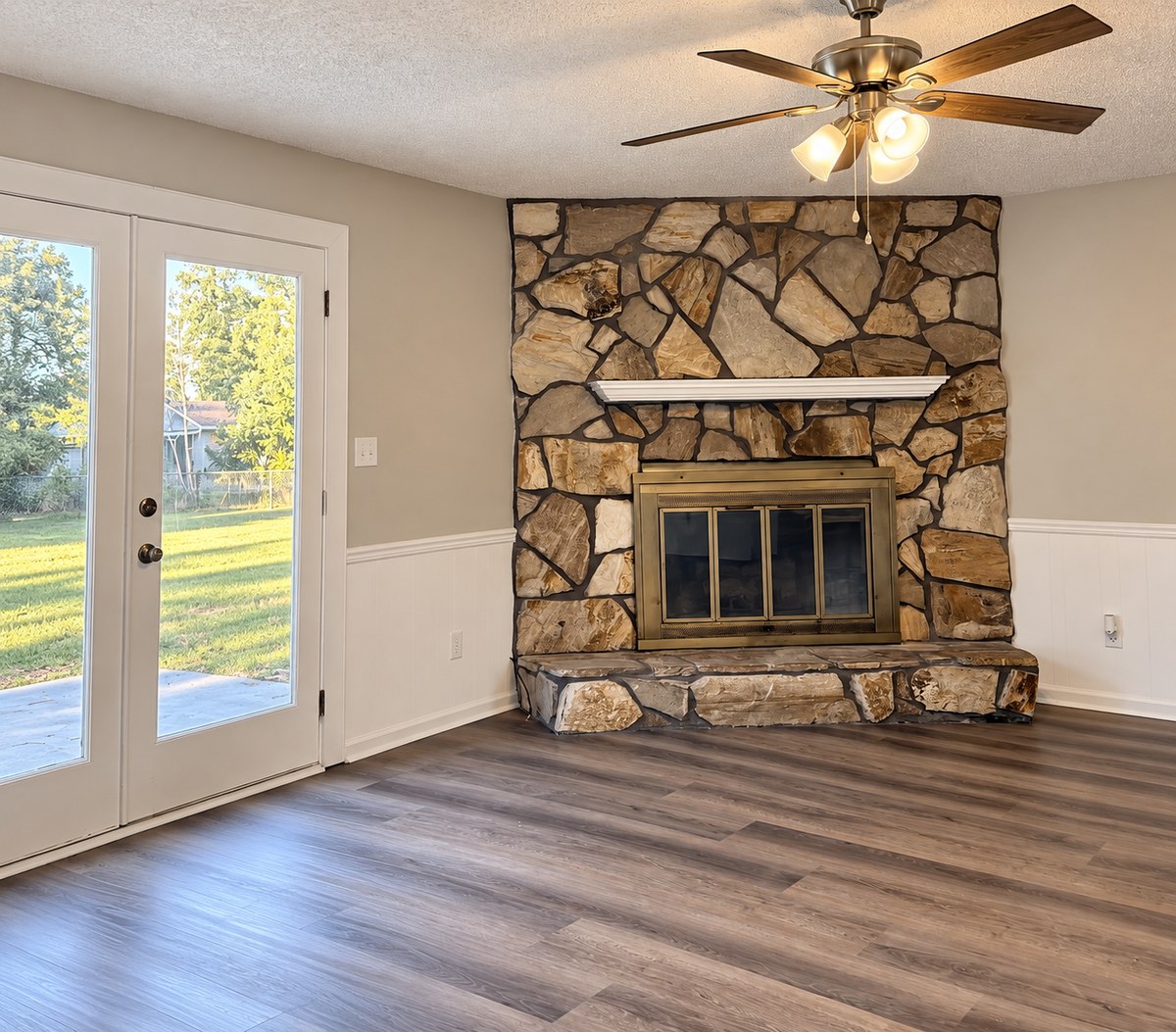 Stacked Stone Fireplace and LVP Flooring Remodel in Valdosta, GA
